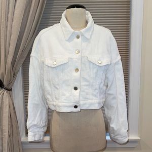 Zara Cropped Sherpa Lined Corduroy Trucker Jacket